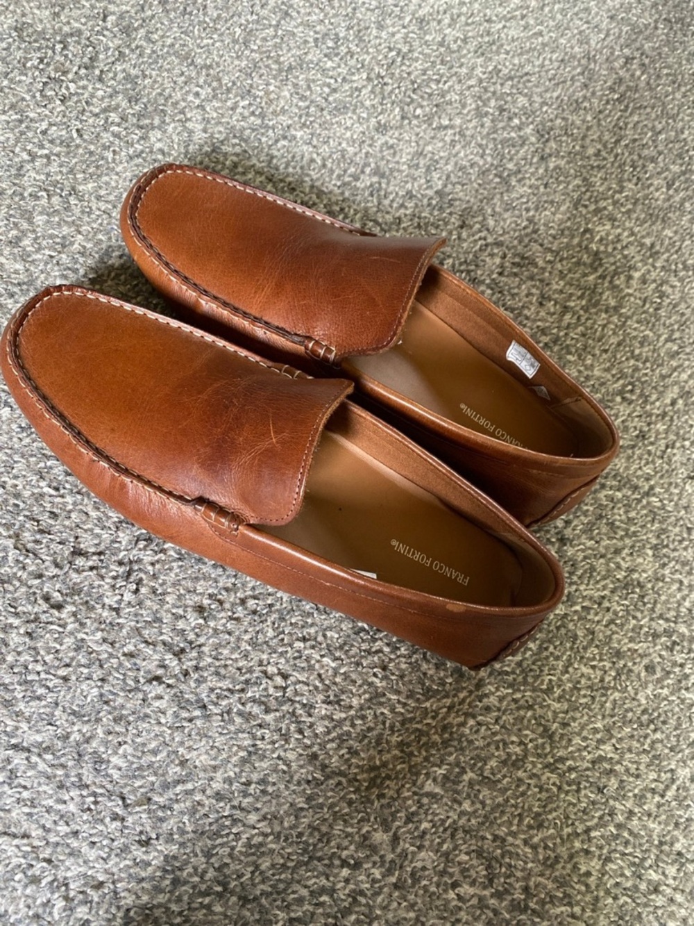Franco Fortini Tan Leather Slip-On Moccasins